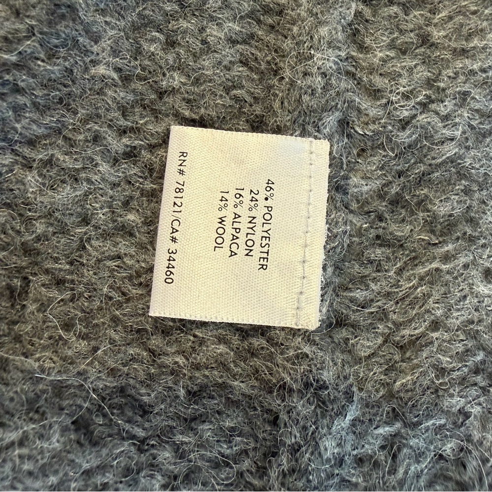 Eileen Fisher Sweater Gray Open Front Weave Wool Blend Cardigan Long Line XS - Picture 9 of 9